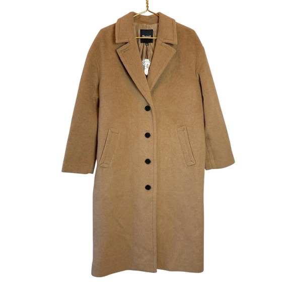 Madewell The Alonzo Coat NWT Camel Wool Blend Long Topcoat Women's Size Large - Picture 6 of 13